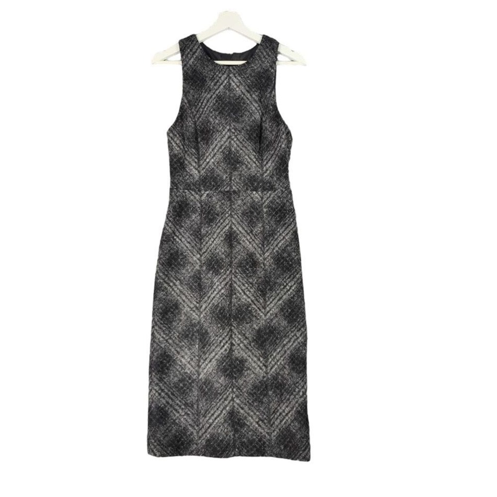 Banana Republic Womens Dark Academia Wool Plaid Sheath Dress 4 Gray Workwear